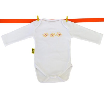 Welsh baby gifts - baby bodysuit with embroidered Welsh daffodil design.