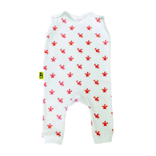100% organic cotton baby dungarees in Welsh dragon design.