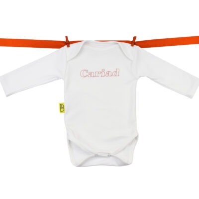 Welsh baby gifts - Long sleeve baby bodysuit Cariad design