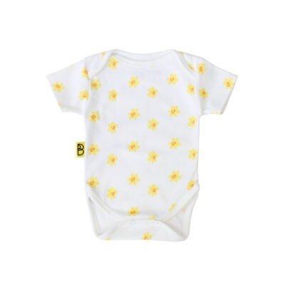 Personalised welsh baby bodysuit with daffodil design